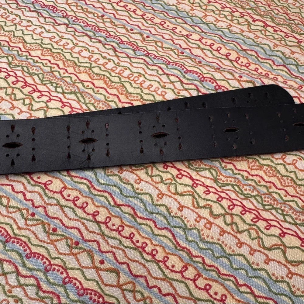 Vintage Leather Jean Belt Perforated Oval Casual size XL